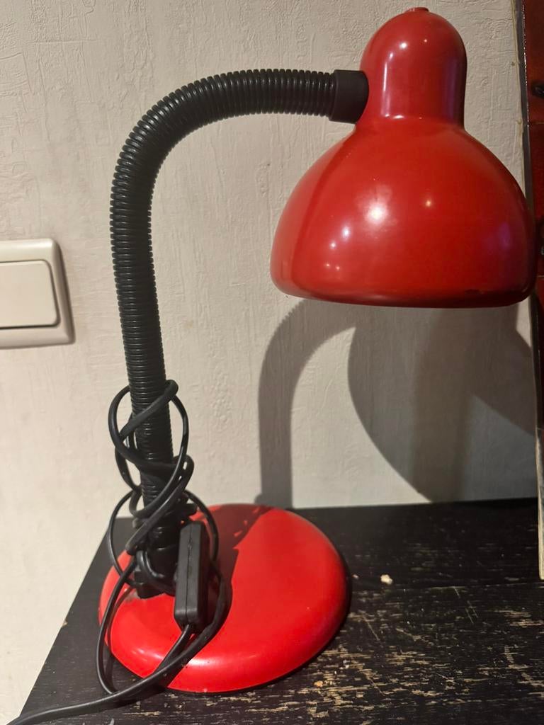 Vintage bureaulamp Hustadt Leuchten – retro jaren 70 – rood, Ophalen, Gebruikt