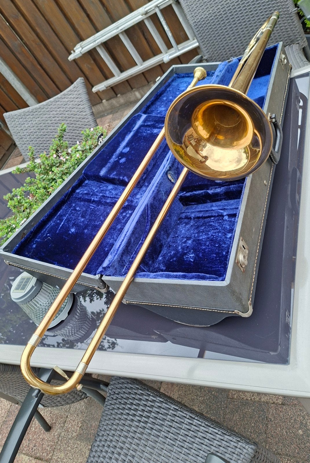 Prima Amerikaanse York trombone, Muziek en Instrumenten, Ophalen of Verzenden, Gebruikt, Tenor, Met koffer