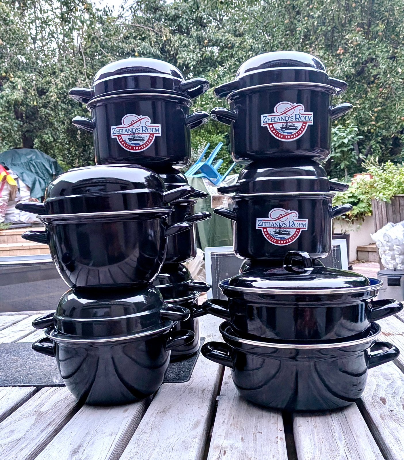 10 pots à moules avec couvercles, Maison & Meubles, Cuisine | Casseroles & Poêles, Avec couvercle, Enlèvement, Utilisé, Émail