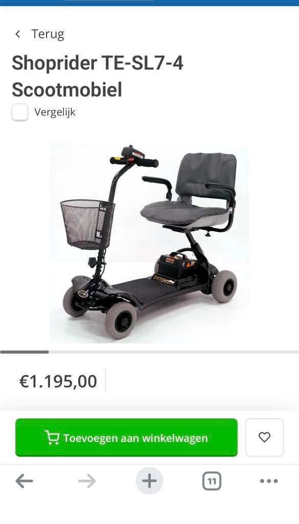 Te koop : Electrische opvouwbare scootmobiel, Ophalen, 10 km/u of minder, Zo goed als nieuw, Shoprider
