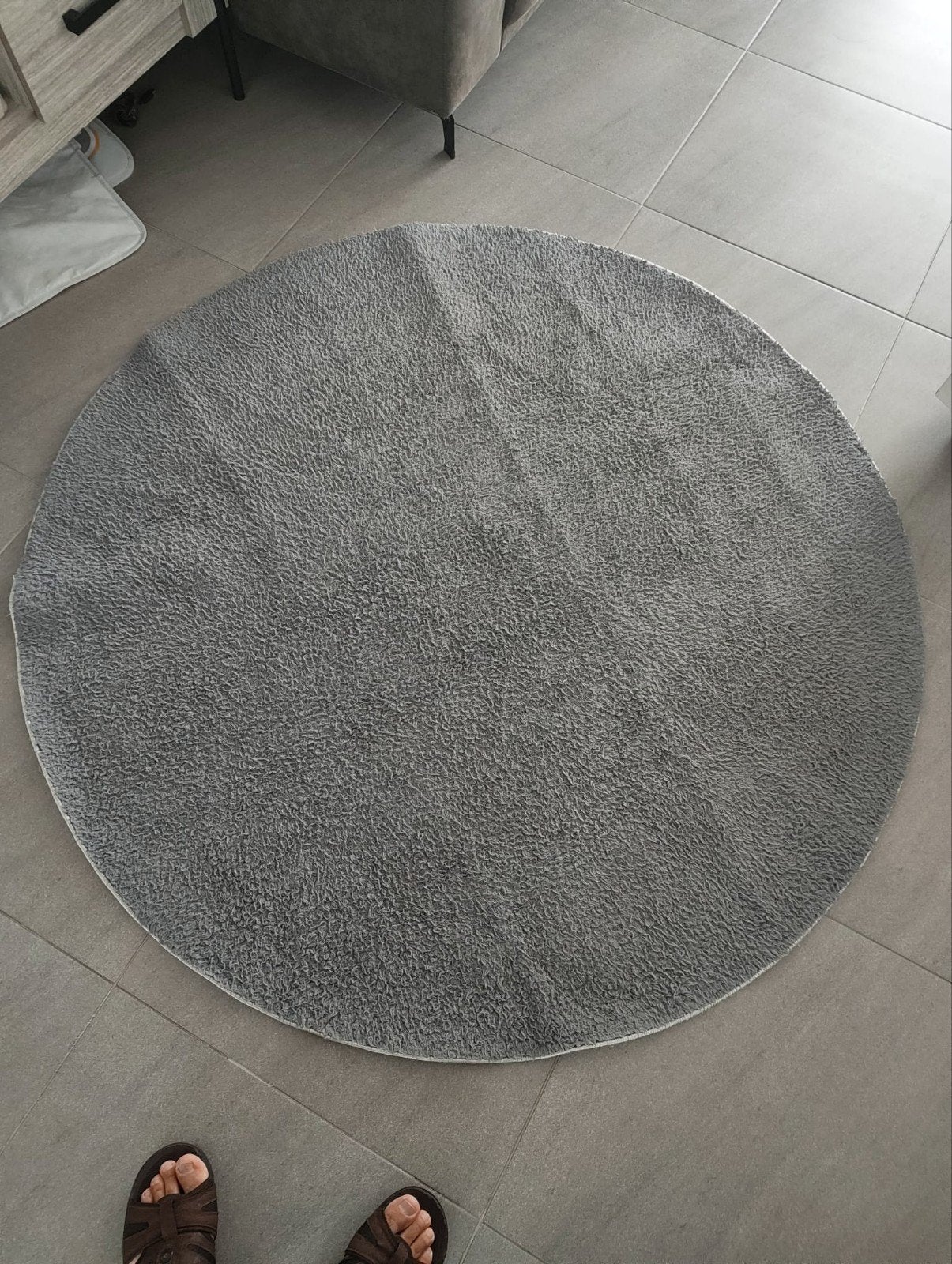 grijs ronde tapijt, Maison & Meubles, Enlèvement, Gris