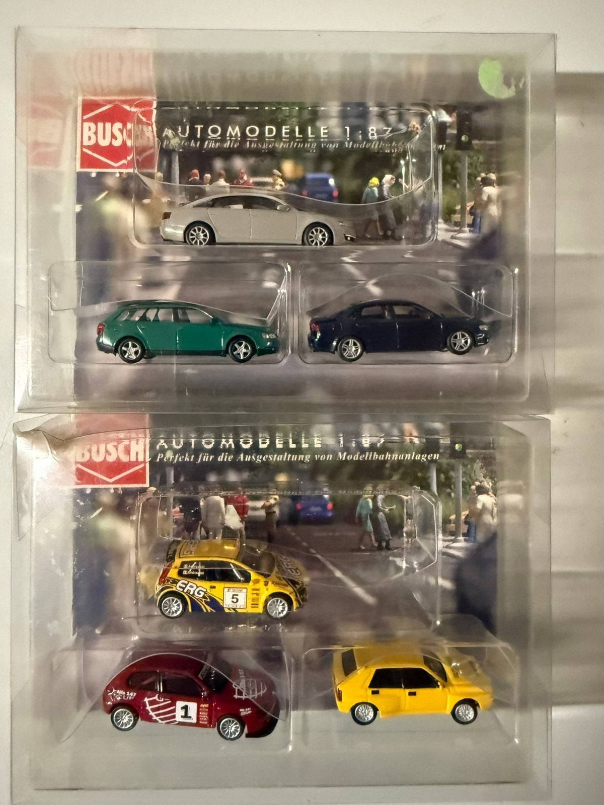 Busch H0 1606 +1607 — Lot de voitures — Audi +Sport/Rallye, Enlèvement ou Envoi, Comme neuf, Autres types, Autres marques