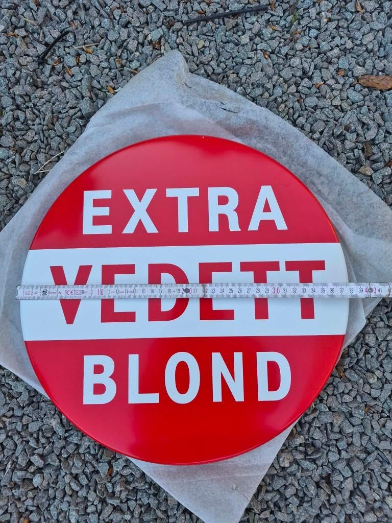 Vedett Extra Blond metalen reclamebord, Ophalen, Nieuw, Reclamebord, Plaat of Schild, Overige merken