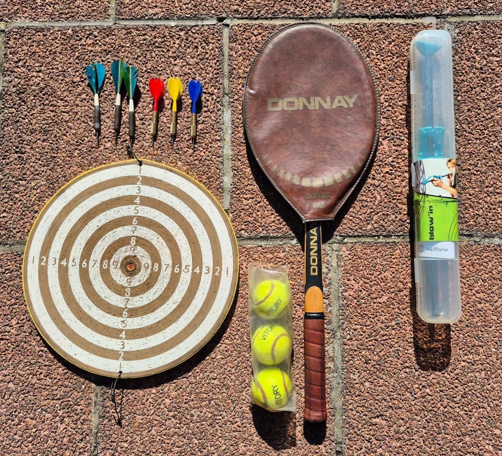 Lot de jeux divers : Fléchettes - Tennis - Sarbacane, Enfants & Bébés, Jouets | Extérieur | Jouets en vrac, Utilisé, Enlèvement ou Envoi