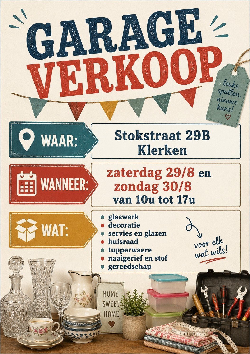 garageverkoop in Klerken, Enlèvement