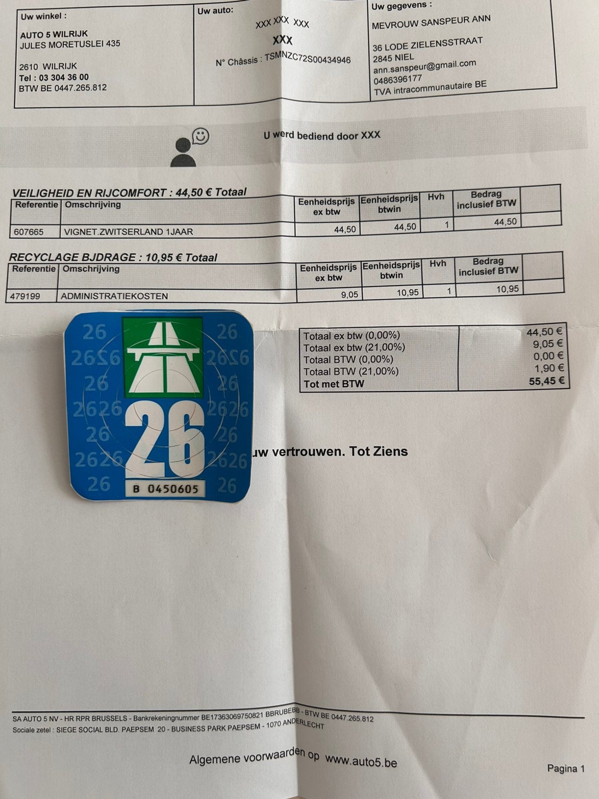 Autovignet te koop