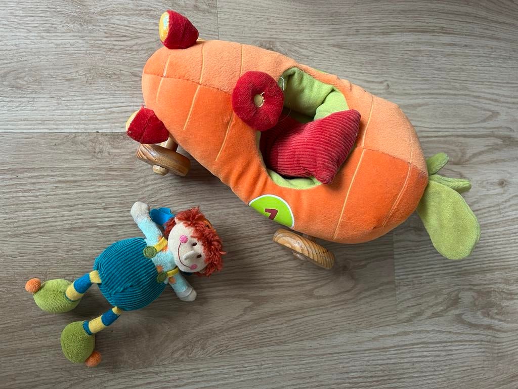Lilliputiens zachte speelgoed auto/wortel met popje, Ophalen, Zo goed als nieuw, Auto