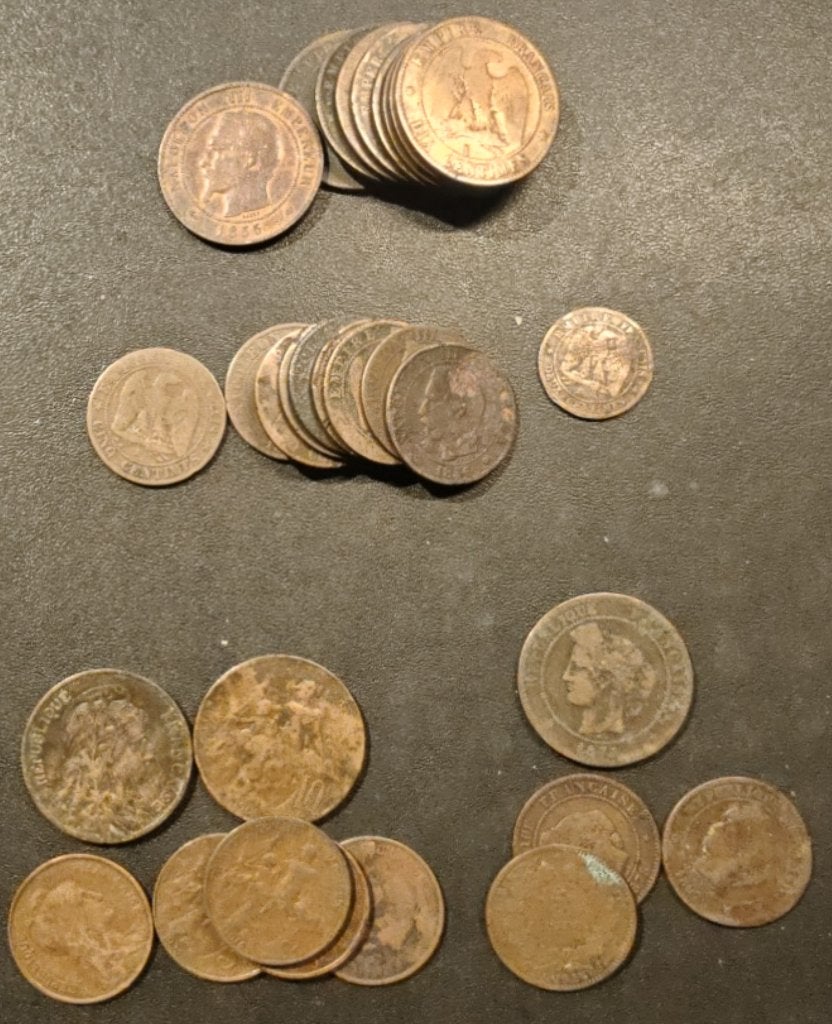 Lot France koperen munten, Postzegels en Munten, Ophalen, Munten