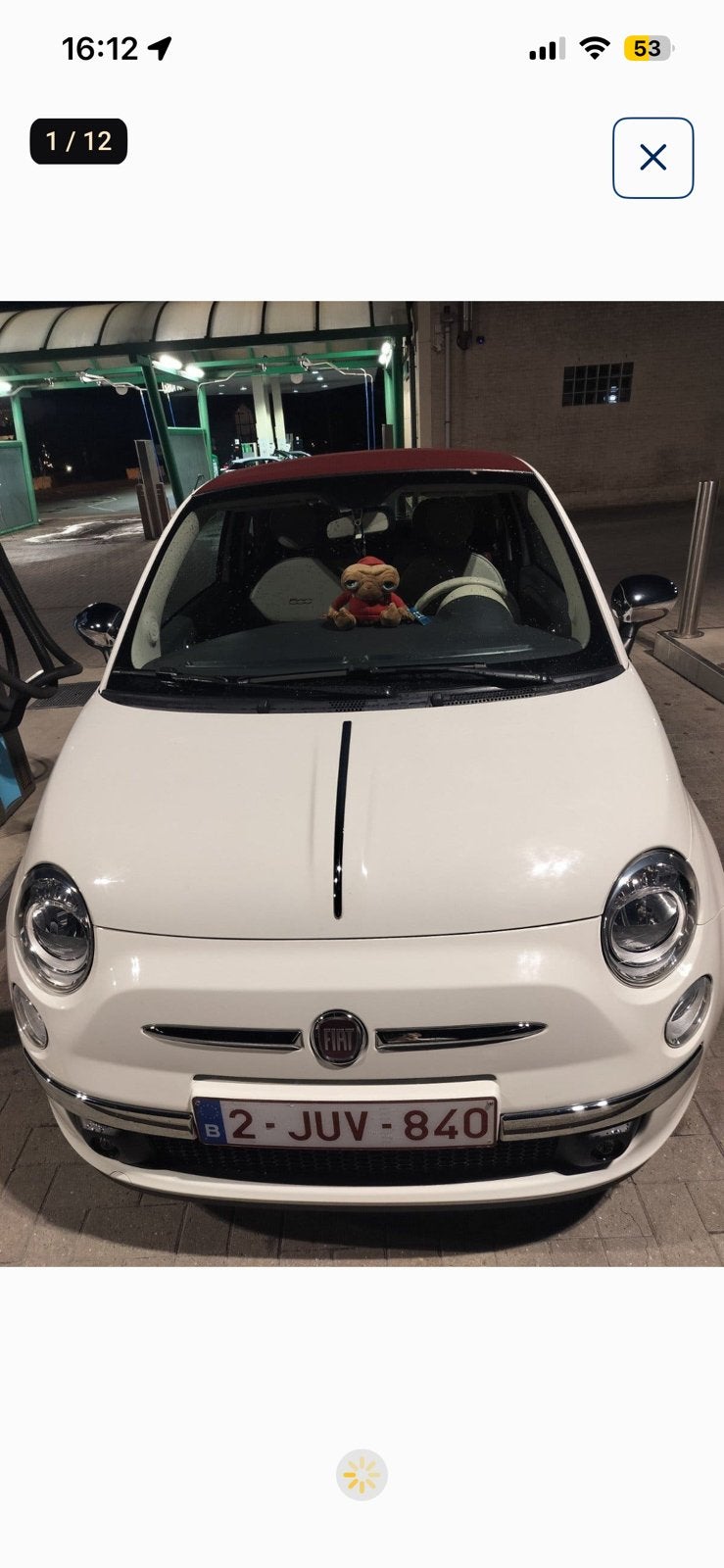 Fiat in nieuwstaat. 54dkm, cabrio, unieke bekleding &carplay, Auto's, Dealer onderhouden, Cabriolet, Alcantara, Wit