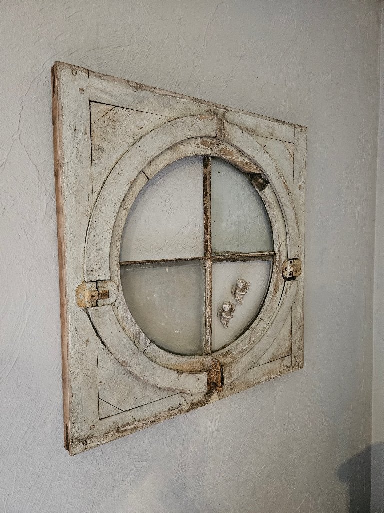 Rond decoratief raam, Ophalen, Gebruikt, Rond, Hout