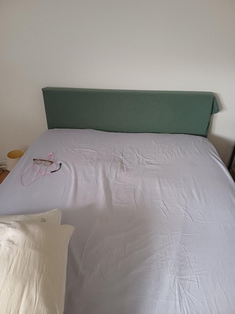 Boxpring 1m60, Huis en Inrichting, Ophalen, Bruin, Tweepersoons, Zo goed als nieuw