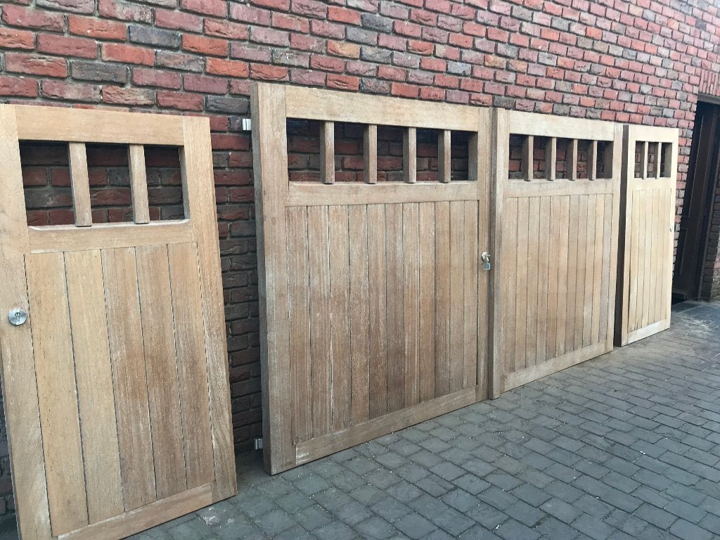 Poorten in Iroko hardhout, Tuin en Terras, Ophalen, Gebruikt, 150 tot 200 cm, Hout