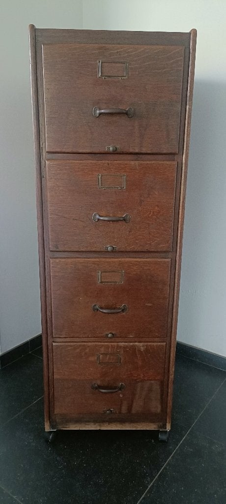 Authentieke vintage archiefkast met 4 dossierladen, Antiek en Kunst, Ophalen