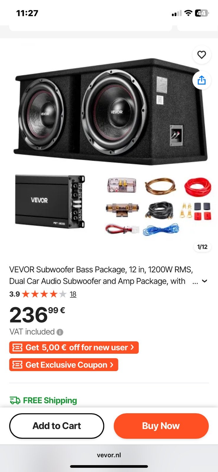 Subwoofer 1200watt x2 met alles erbij versterker enz… nieuw, Auto diversen, Ophalen, Zo goed als nieuw