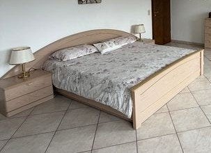 Lit double, Maison & Meubles, Jaren 90, Beige, Enlèvement, Utilisé