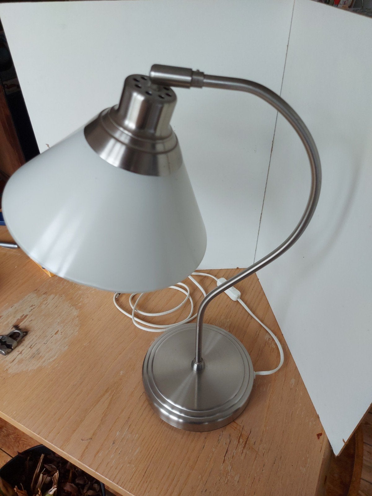 vintage design lamp, 66 cm, Blanc, Lampe de bureau, Verre