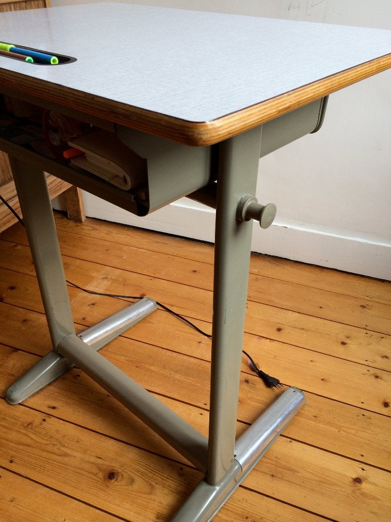 vintage bureau '50's/'60's, Bureau d'écolier, Vintage, Utilisé, Espace de rangement