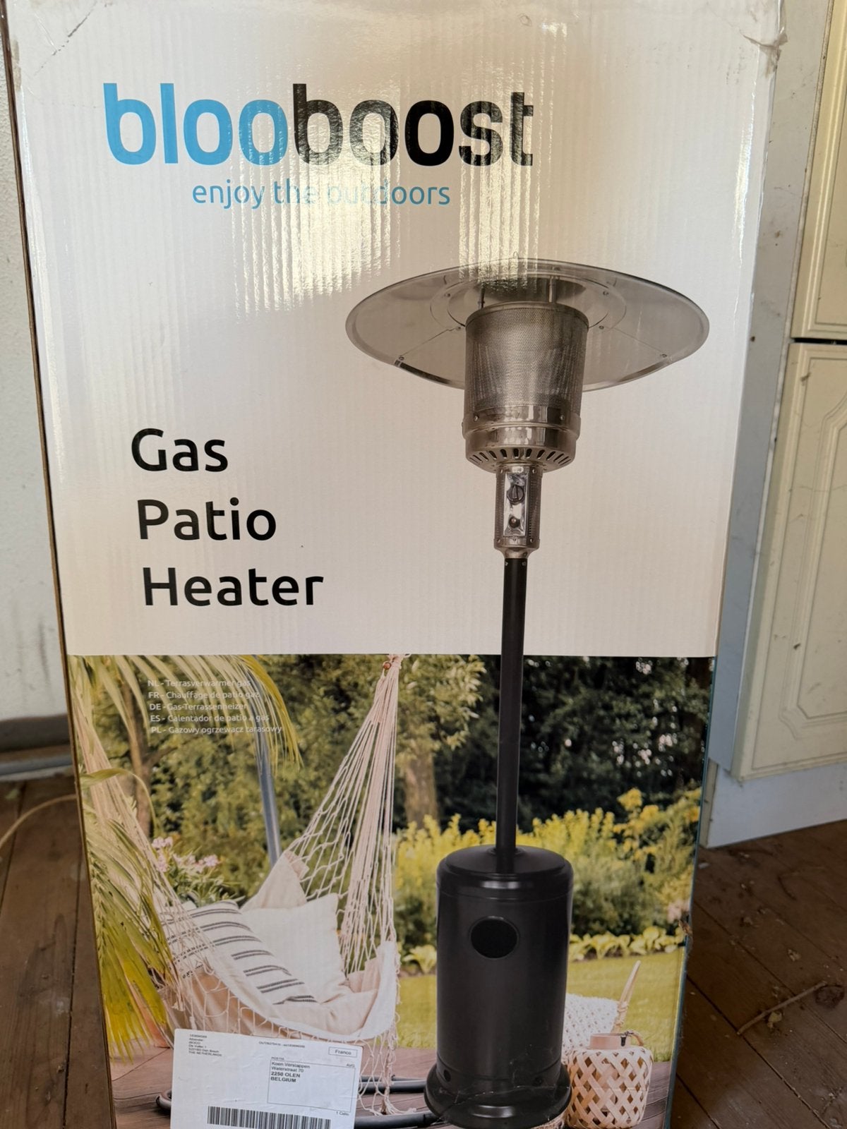 BlooBoost Gas Patio Heater – 13.500 W – nieuw in doos, Tuin en Terras, Terrasverwarmers, Ophalen, Nieuw, Gas