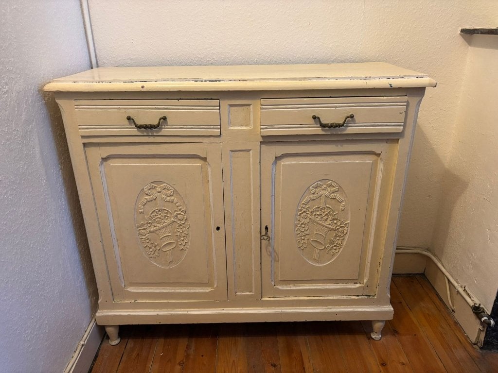 ARMOIRE DE CUISINE, Enlèvement, Utilisé, Crème, Bois
