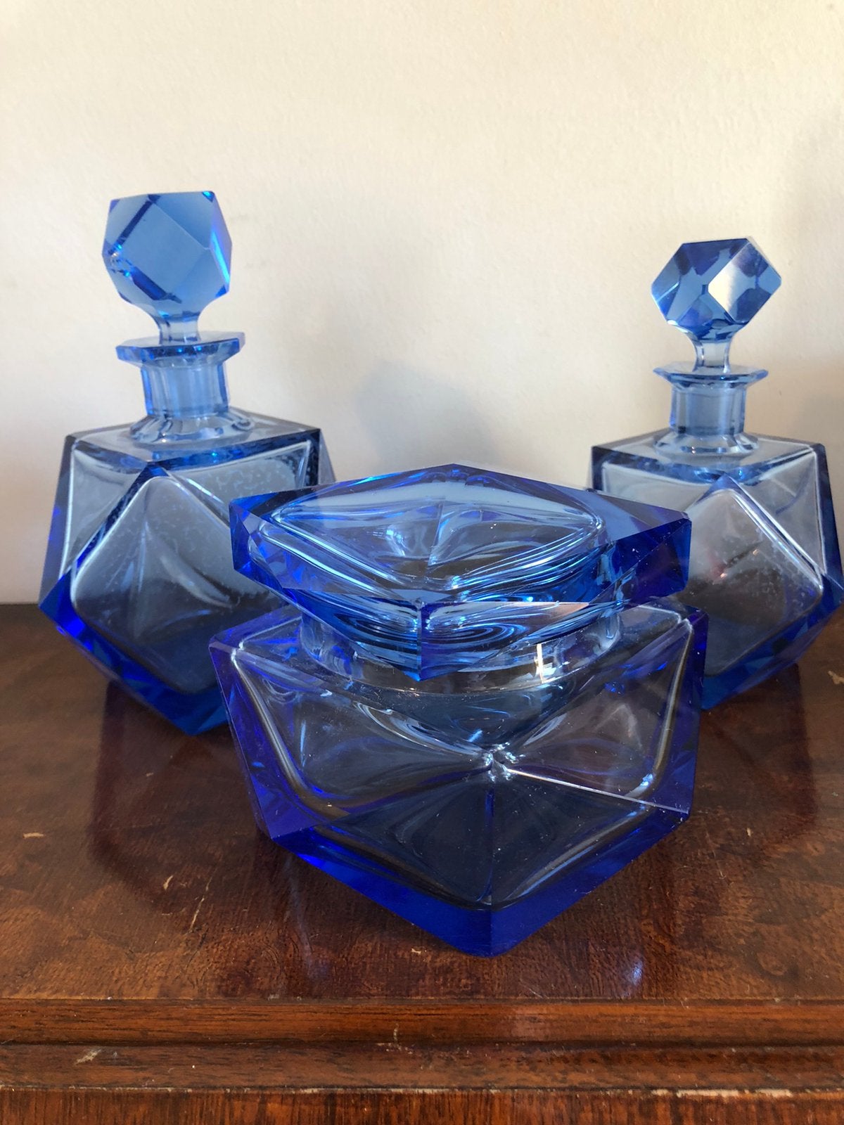 Set van 3 blauwe decoratie flesjes, Antiek en Kunst, Ophalen