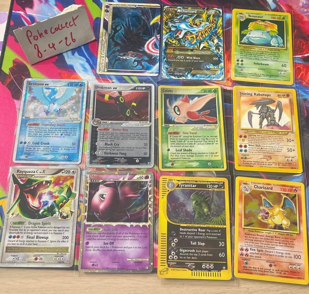 Pokemon Kaarten (Umbreon, Charizard, Celebi gold star, ...), Ophalen of Verzenden, Zo goed als nieuw, Meerdere kaarten, Foil