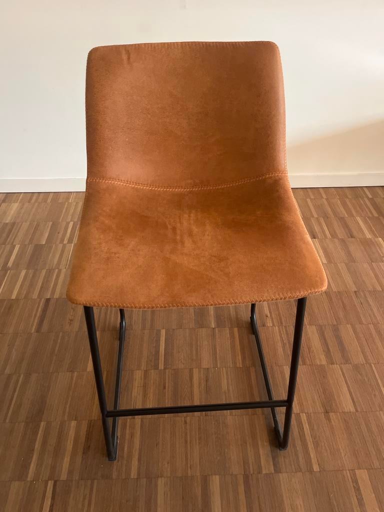 Set 4 barkrukken cognac industrieel design, Ophalen, Zo goed als nieuw