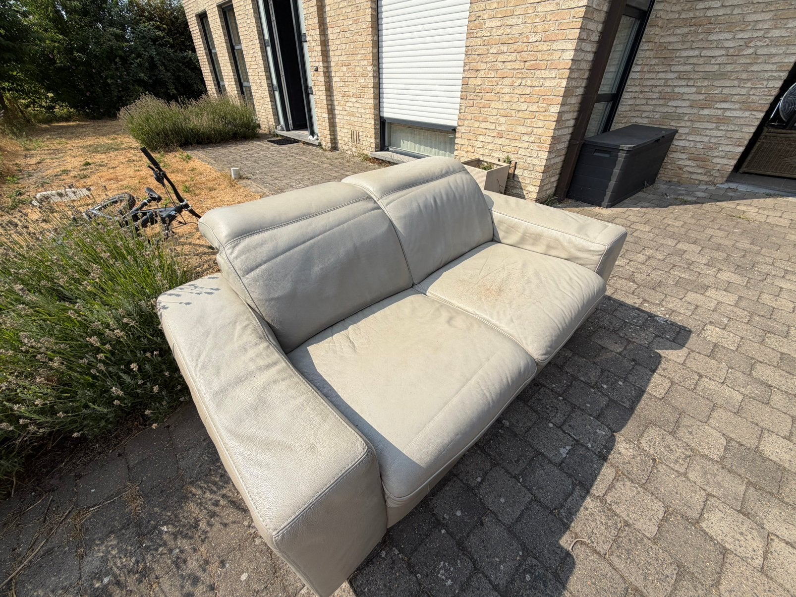 Gratis Lederen zetel, Eeklo, Enlèvement, Utilisé, 150 à 200 cm, Banc droit