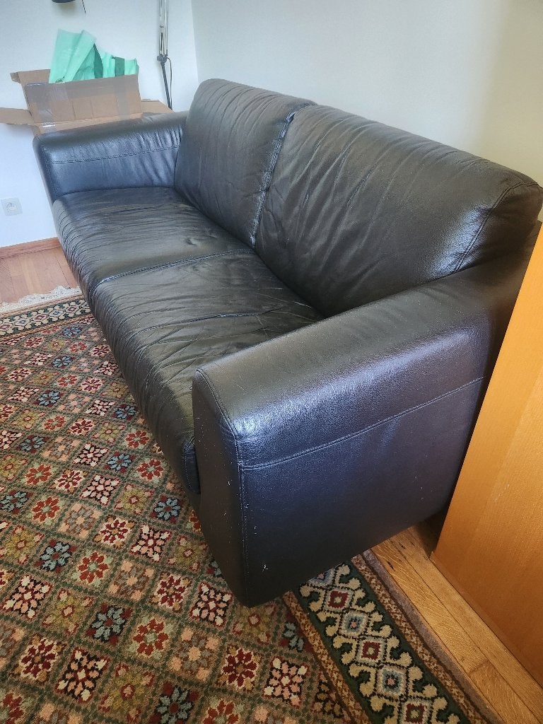 Canapé 3 places en cuir, 75 à 100 cm, 125 cm ou plus, Enlèvement, Utilisé