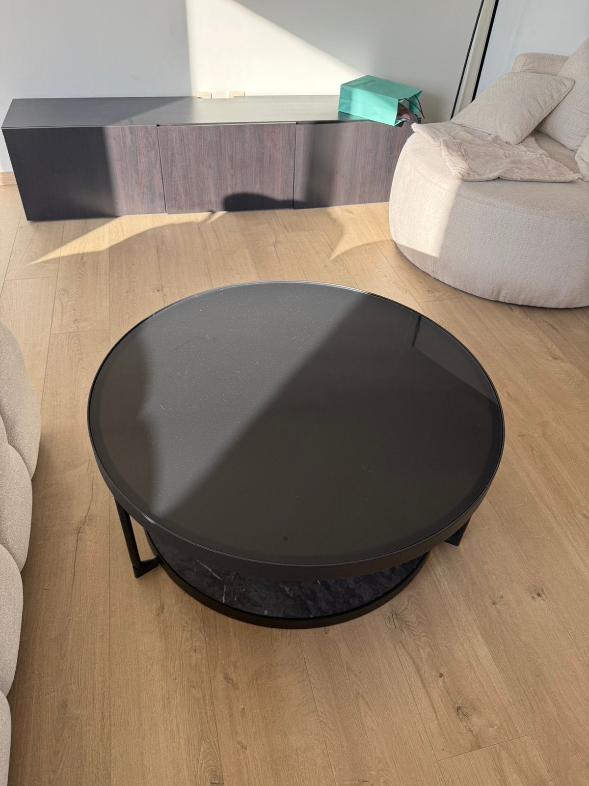 Salontafel zwart glas, Huis en Inrichting, Tafels | Salontafels, Ophalen, Glas