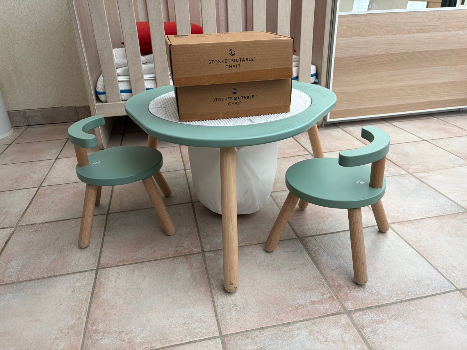 Stokke mutable + 2 stoeltjes + opbergzak, Enlèvement, Utilisé