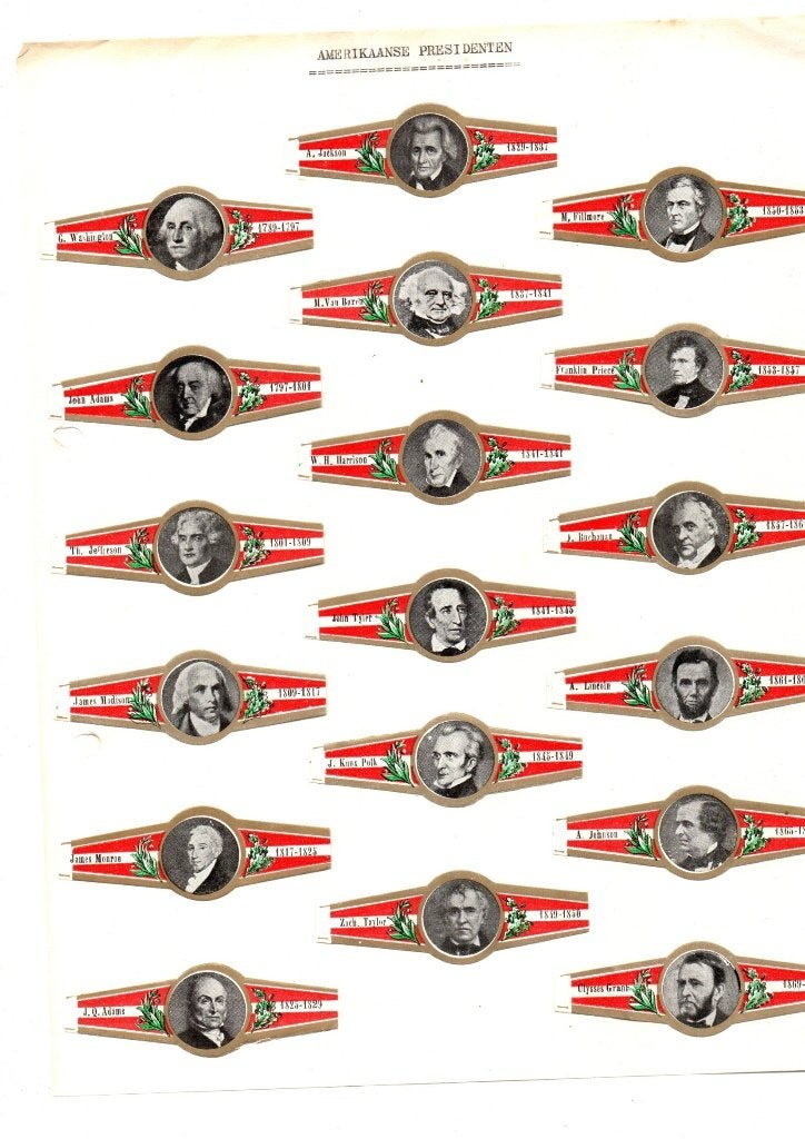 SIGARENBANDEN AMERIKAANSE PRESIDENTEN, Ophalen of Verzenden, Nieuw, Sigarenbandjes