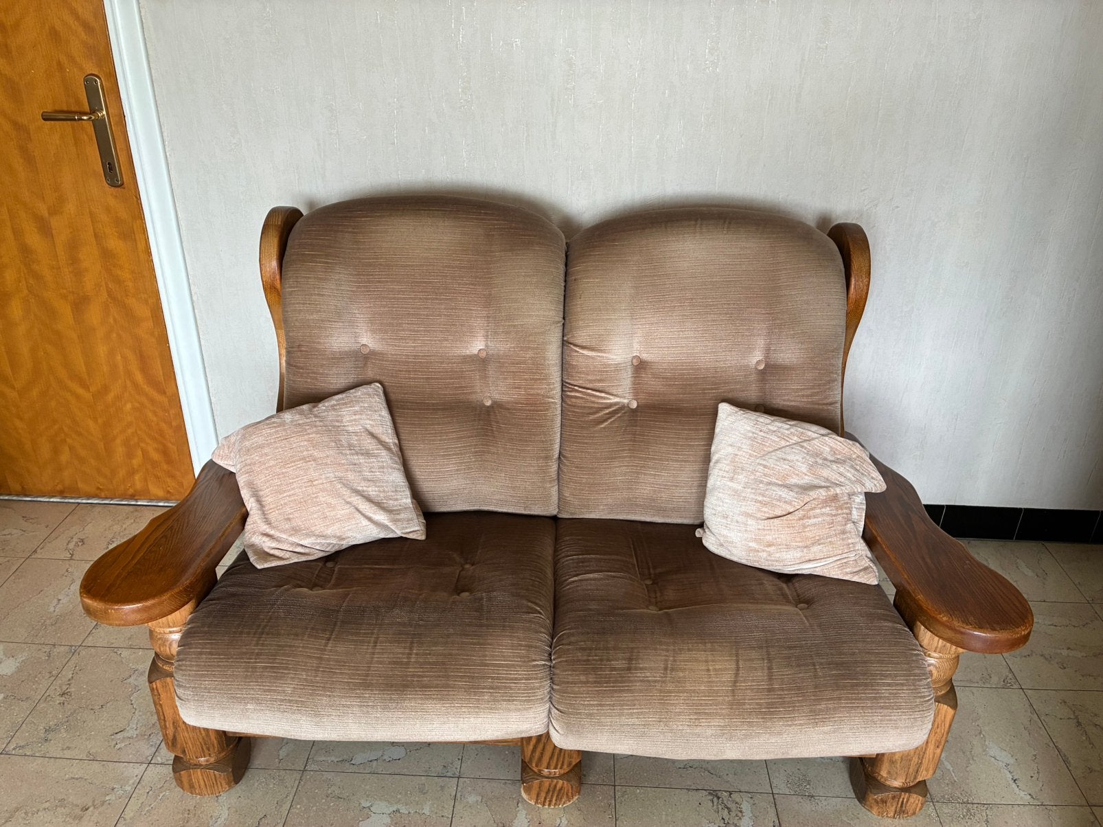 Mooie rustieke 2-zit zetel, Maison & Meubles, Canapés | Salons, Moins de 75 cm, Rustiek, Moins de 150 cm, Banc droit