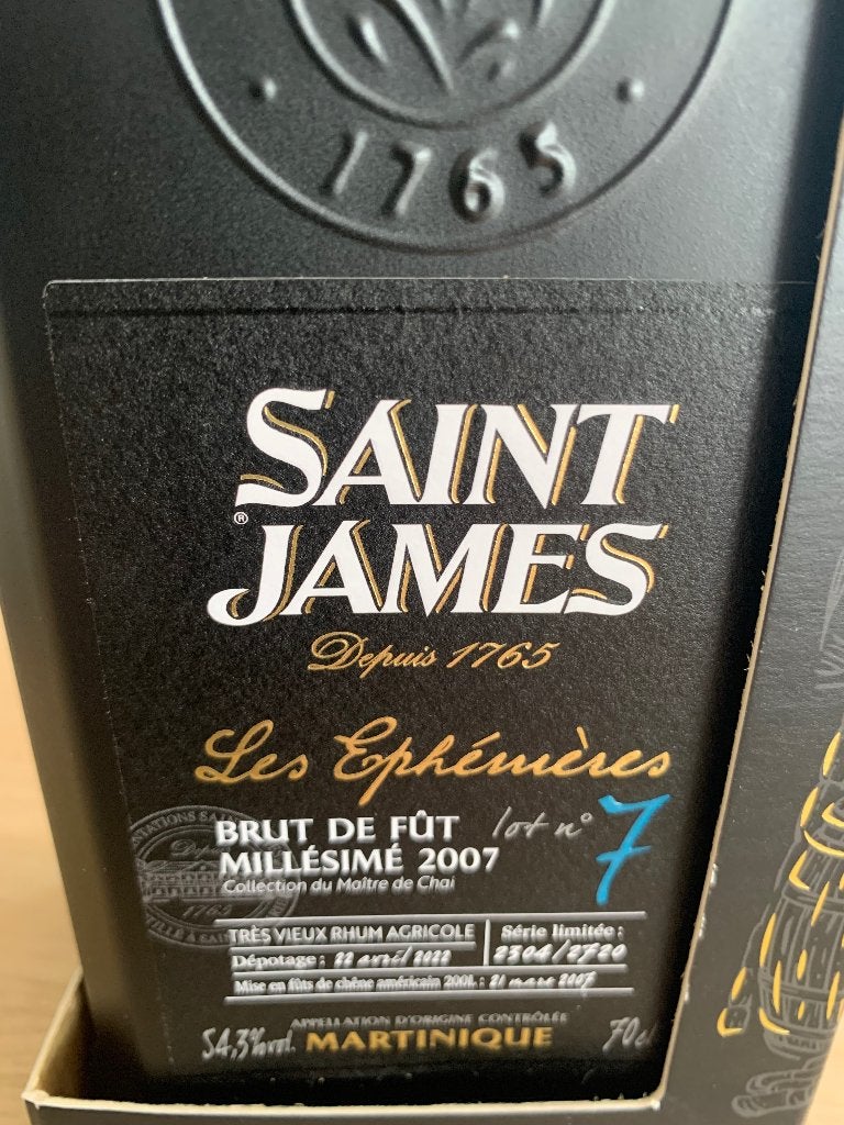 Rum st James les Ephémères nr 7, Enlèvement, Neuf, Pleine