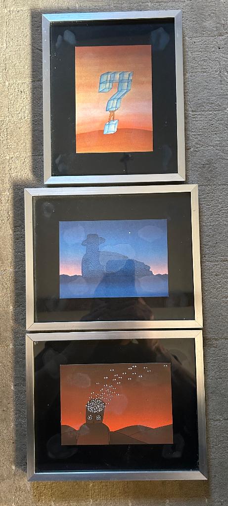 3 sérigraphie de Folon année 70, Antiek en Kunst, Kunst | Litho's en Zeefdrukken, Ophalen of Verzenden