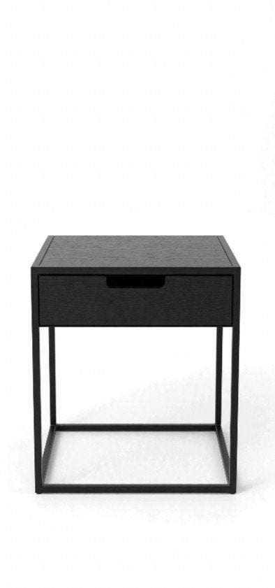 Table de chevet / table d’appoint noire avec tiroir - stylei, Maison & Meubles, Enlèvement, Comme neuf, Métal