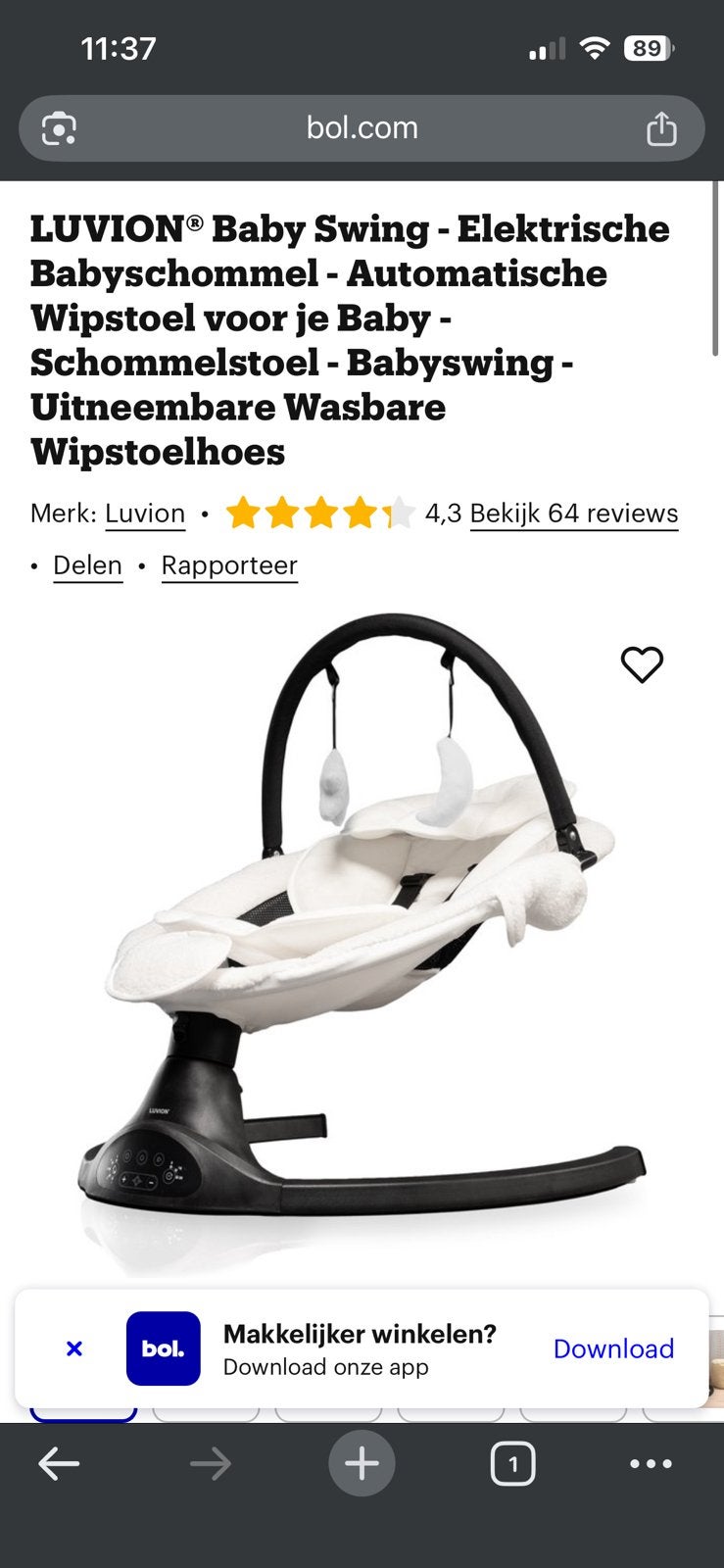 Babyrelax zo goed als nieuw, Kinderen en Baby's, Wipstoeltjes, Ophalen, Zo goed als nieuw