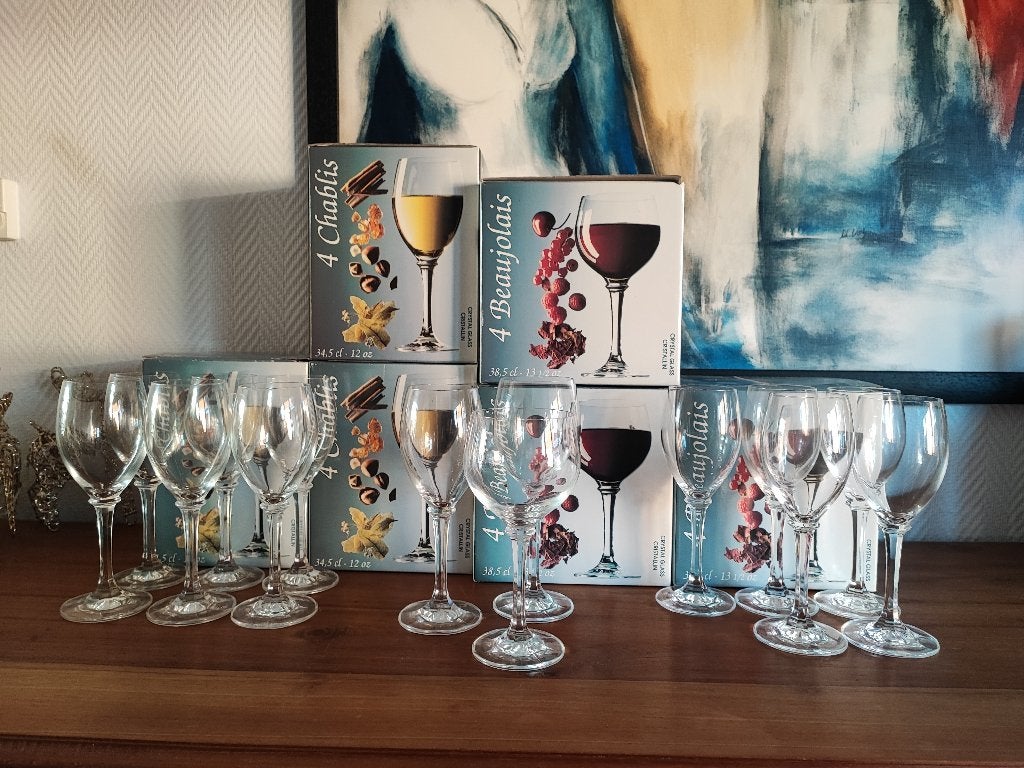 Set van 36 kristallen rode - witte wijnglazen en waterglazen, Ophalen of Verzenden