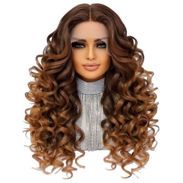 Luxe lace front pruik lang haar zachte krullen Calla T33-27, Handtassen en Accessoires, Uiterlijk | Haarverzorging, Ophalen of Verzenden