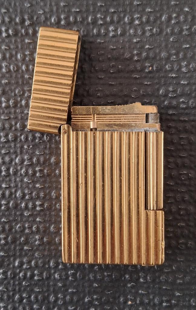 Briquet S.T. Dupont Paris – Authentique – Plaqué or 20μ, Enlèvement, Utilisé, Briquet