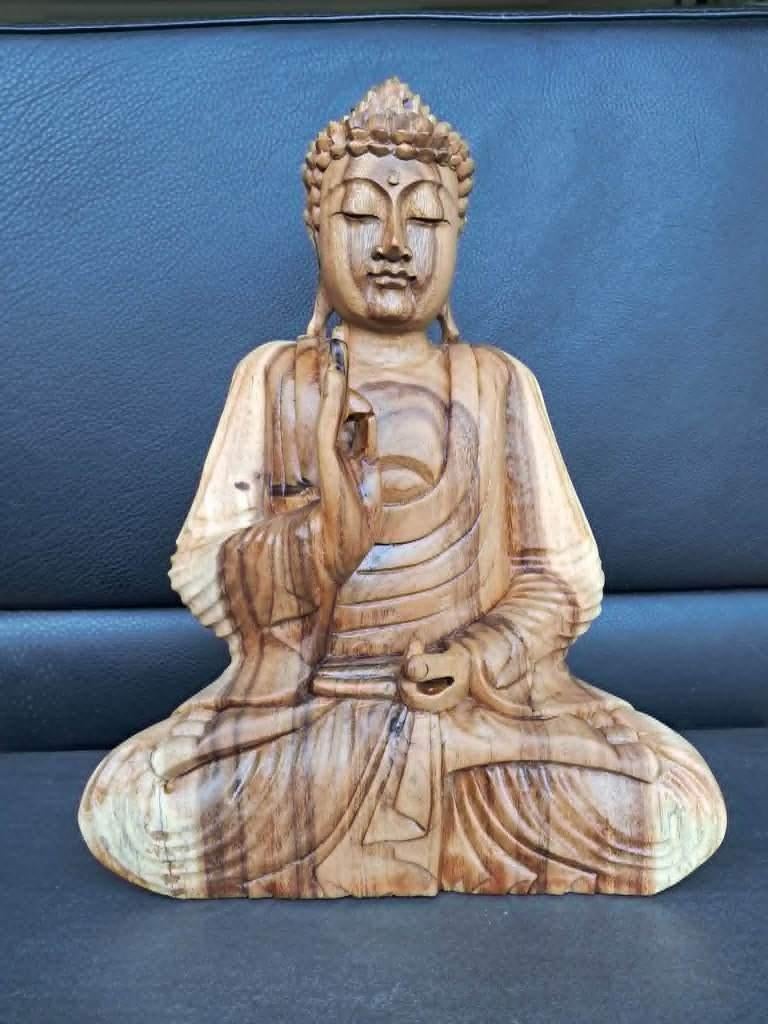 Houten Boeddha/Vitarka Mudra/Handgemaakt/Azië/42 cm, Huis en Inrichting, Woonaccessoires | Boeddhabeelden, Ophalen of Verzenden