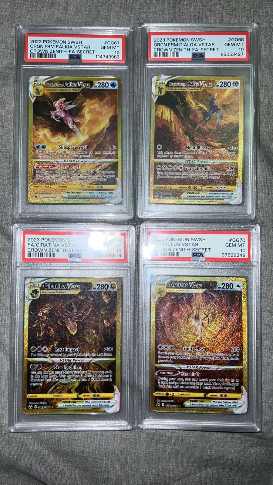 Crown Zenith Arceus, Giratina, Palkia, Dialga PSA 10!, Enlèvement, Comme neuf