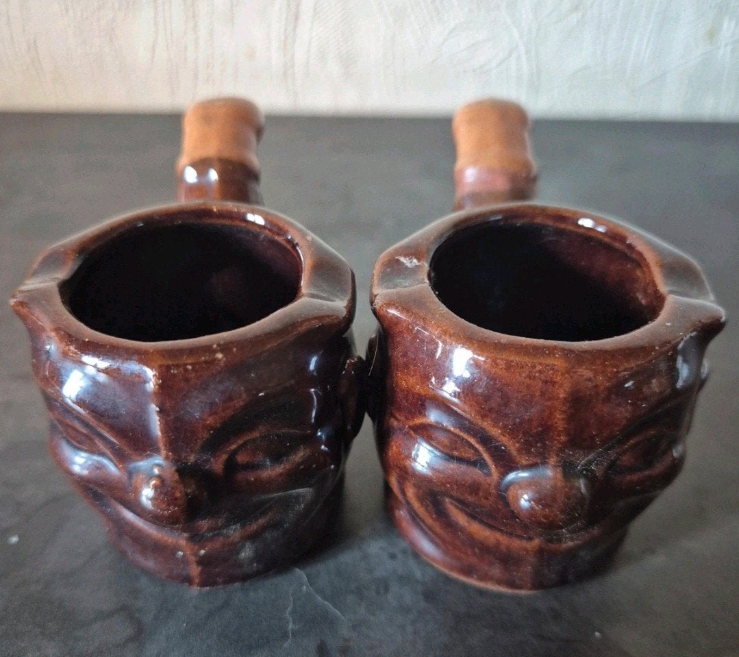2x vintage tiki mok gezicht asbak 1960/70, Ophalen, Vintage