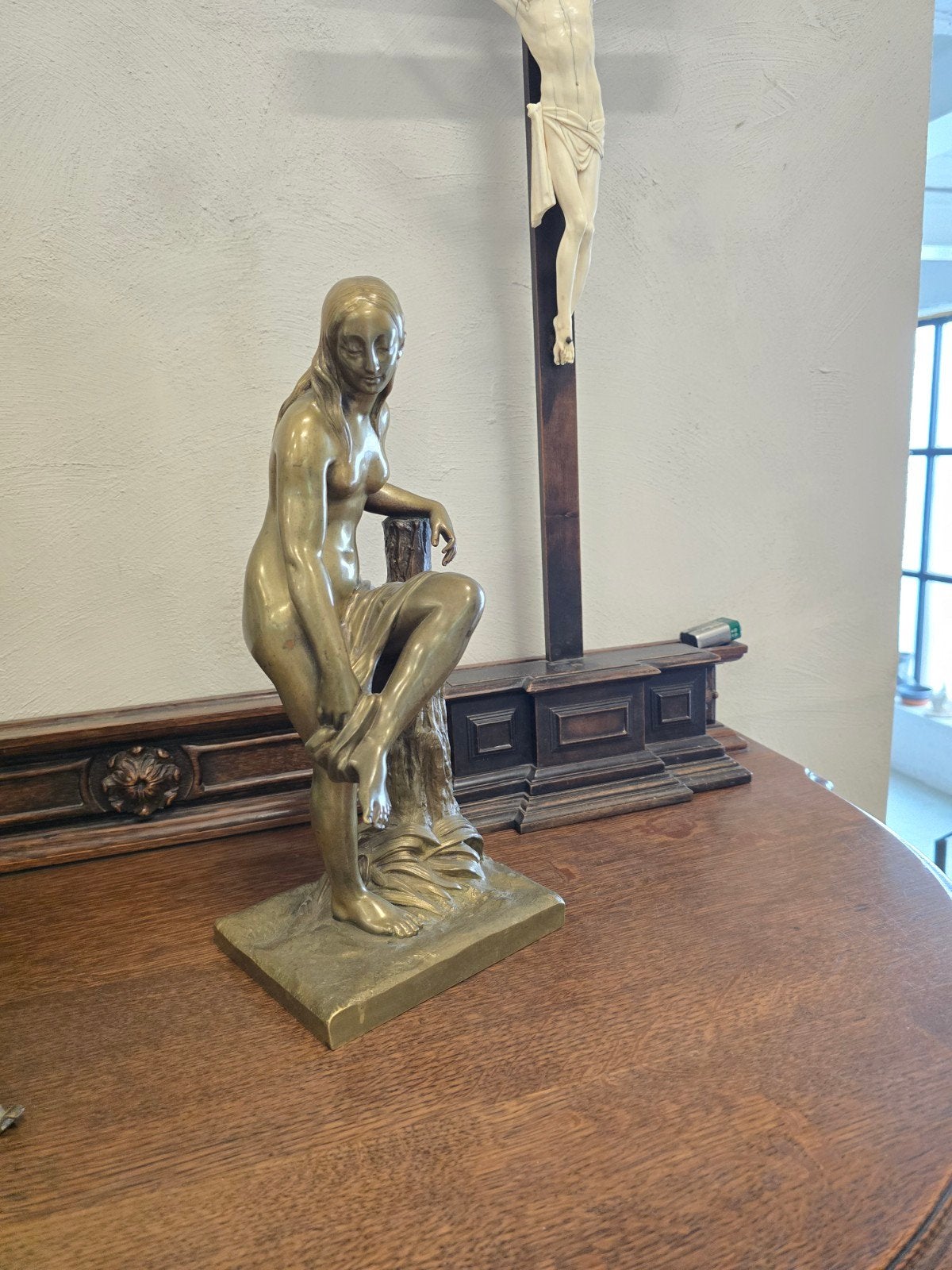 antieke franse brons 19e eeuw (gesigneerd Théodore gechter), Ophalen, Brons
