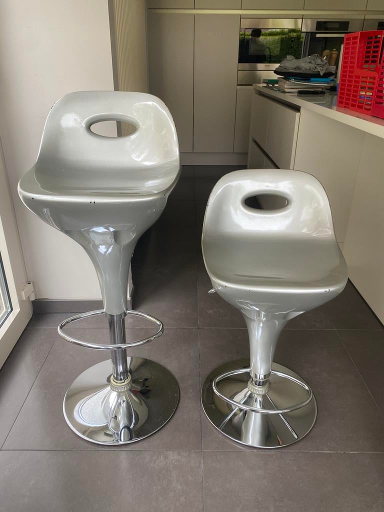 Vintage barstoelen, 2 tabourets, Synthétique, Utilisé, Enlèvement