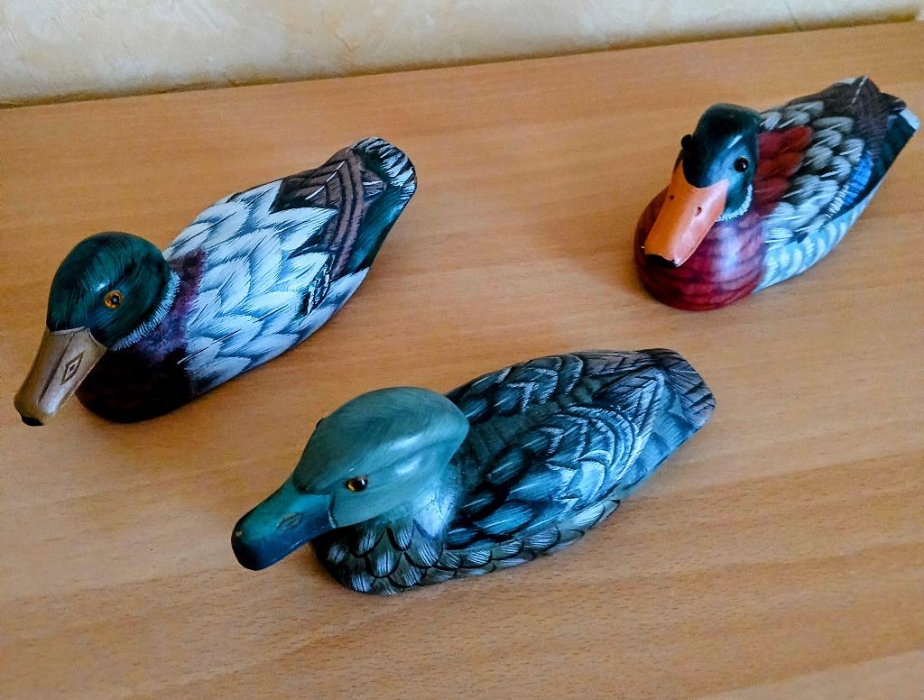 3 houten EENDJES, Antiquités & Art, Art | Sculptures & Bois, Autres styles, Bois, Oiseau, Enlèvement