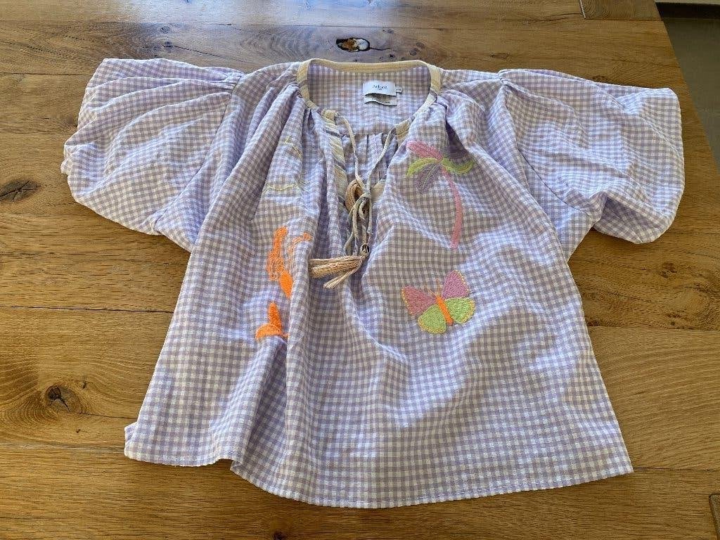 Paars/wit geruite blouse Adore, Paars, Ophalen of Verzenden, Maat 36 (S), Gedragen