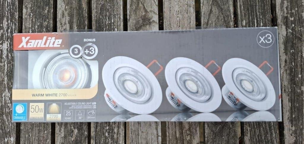 Lot de 3 spots LED encastrables XANLITE dimmables, Maison & Meubles, Neuf, Enlèvement ou Envoi, Dimmable, GU10