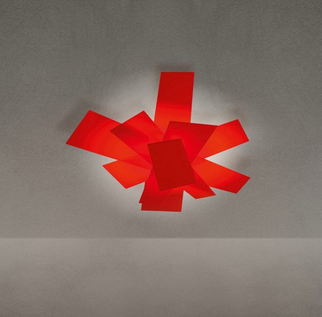 Foscarini Big Bang Wall/Ceiling — designlamp, rood, Ophalen, Kunststof, Rood, Modern