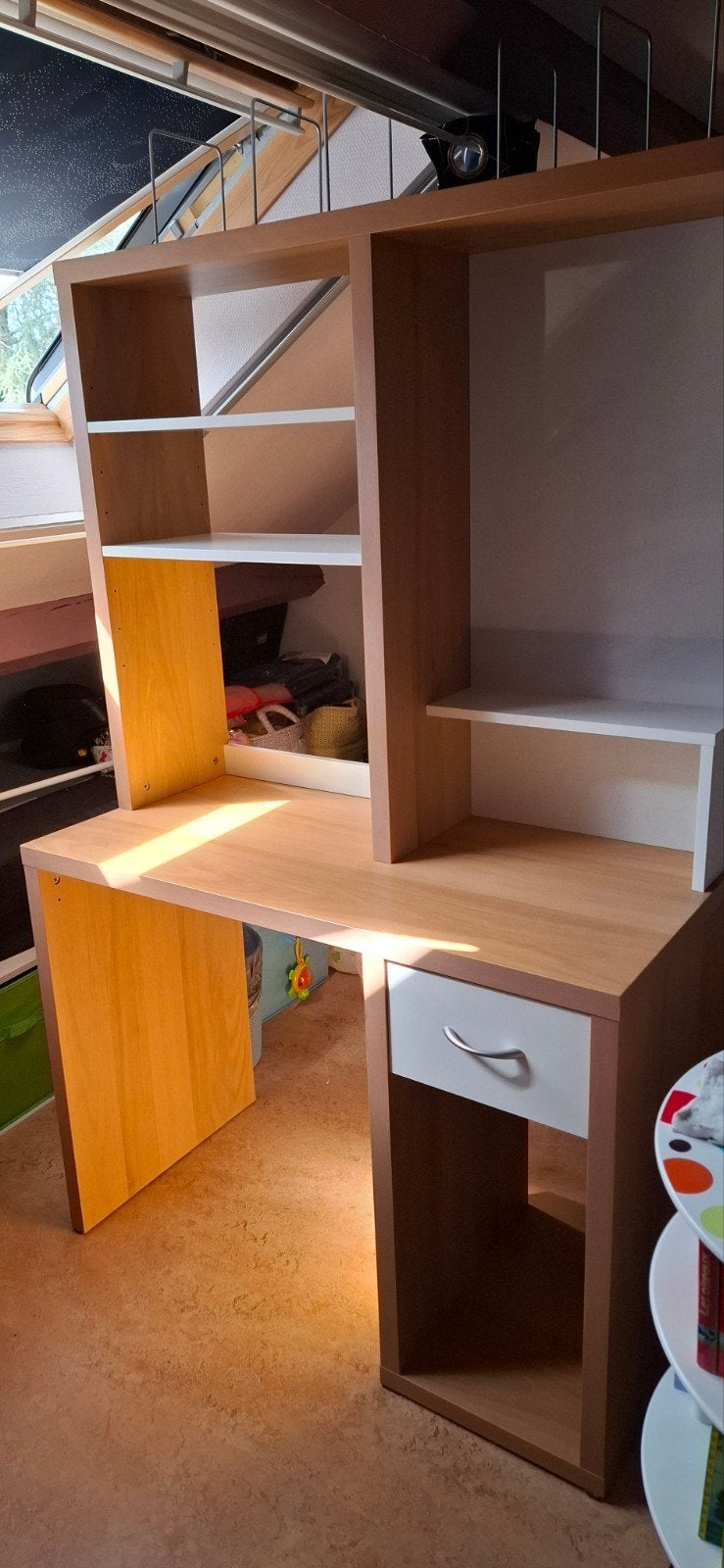 Bureau ikea 104 cm L/ 50cm l /165 cm H couleur bois et blanc, Maison & Meubles, Enlèvement, IKEA, Blanc, Bois