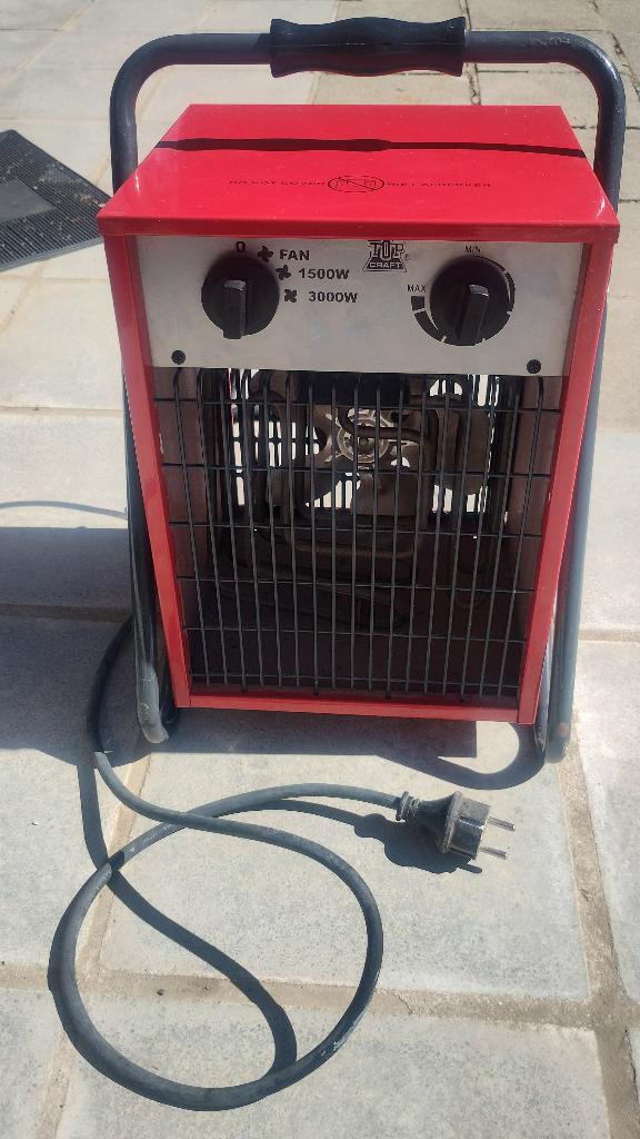 Elektrische werkplaats-ventilator / kachel met thermostaat, Huis en Inrichting, Kachels, Gebruikt, Overige soorten, Elektrisch